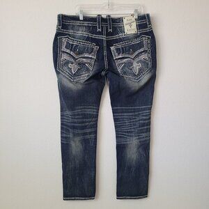 Rock Revival Dimitri Slim Straight Denim Jeans Size 38x32 Blue